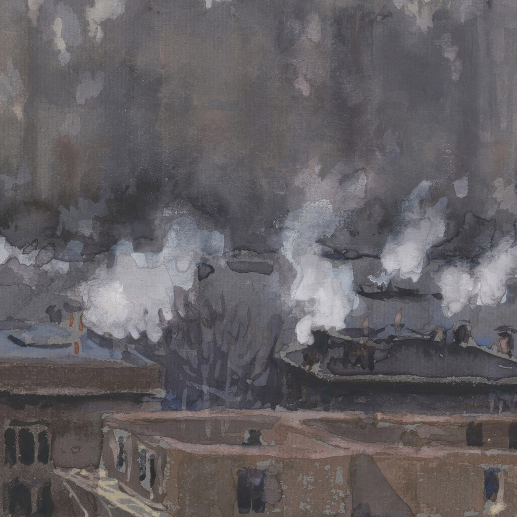 Smoke and fog on gray day New York City 1910 Joseph Pennell 8 mockup