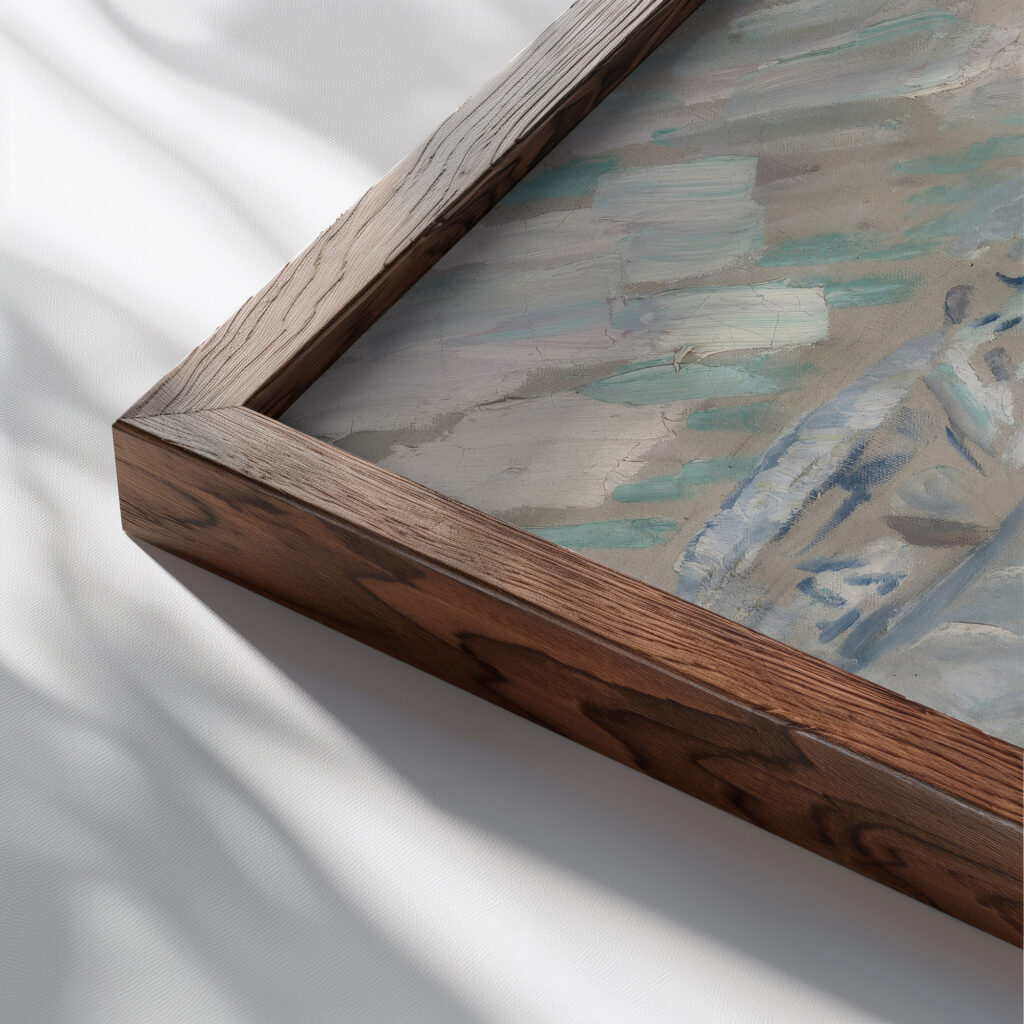 Snowstorm by the Sea 1910–12 Edvard Munch close up dark wood mockup