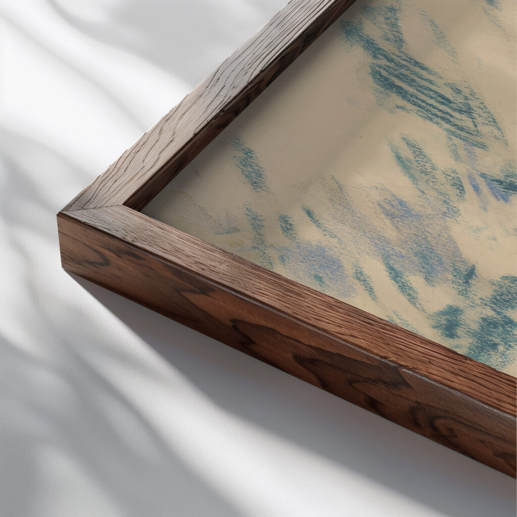 Snowy Mountainside 1931 Zolo Palugyay close up dark wood mockup