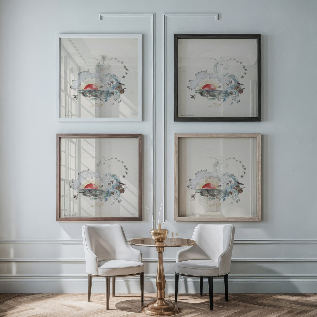 Soleil couchant. 1875 Felix Bracquemond framed posters mockup