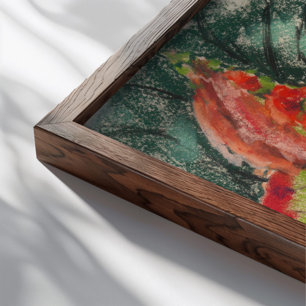 Sommer im Dorf 1925 Kathe Loewenthal close up dark wood mockup