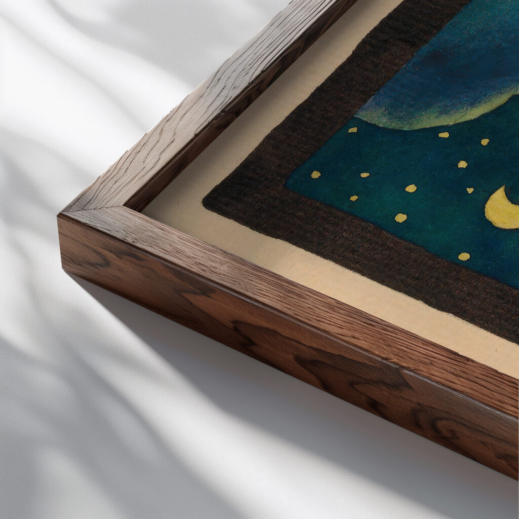 Sonne Mond und Sterne around 1924 Karl Wiener close up dark wood mockup