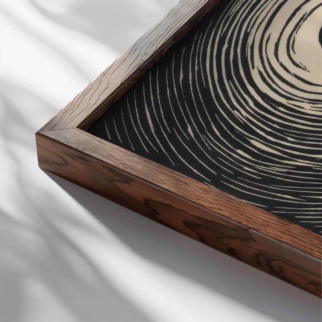 Sonnenuntergang around 1929 Karl Wiener close up dark wood mockup