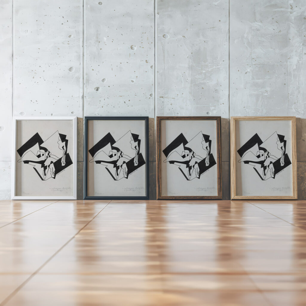 Spatial Construction Landscape 1919 Enrico Prampolini framed posters mockup