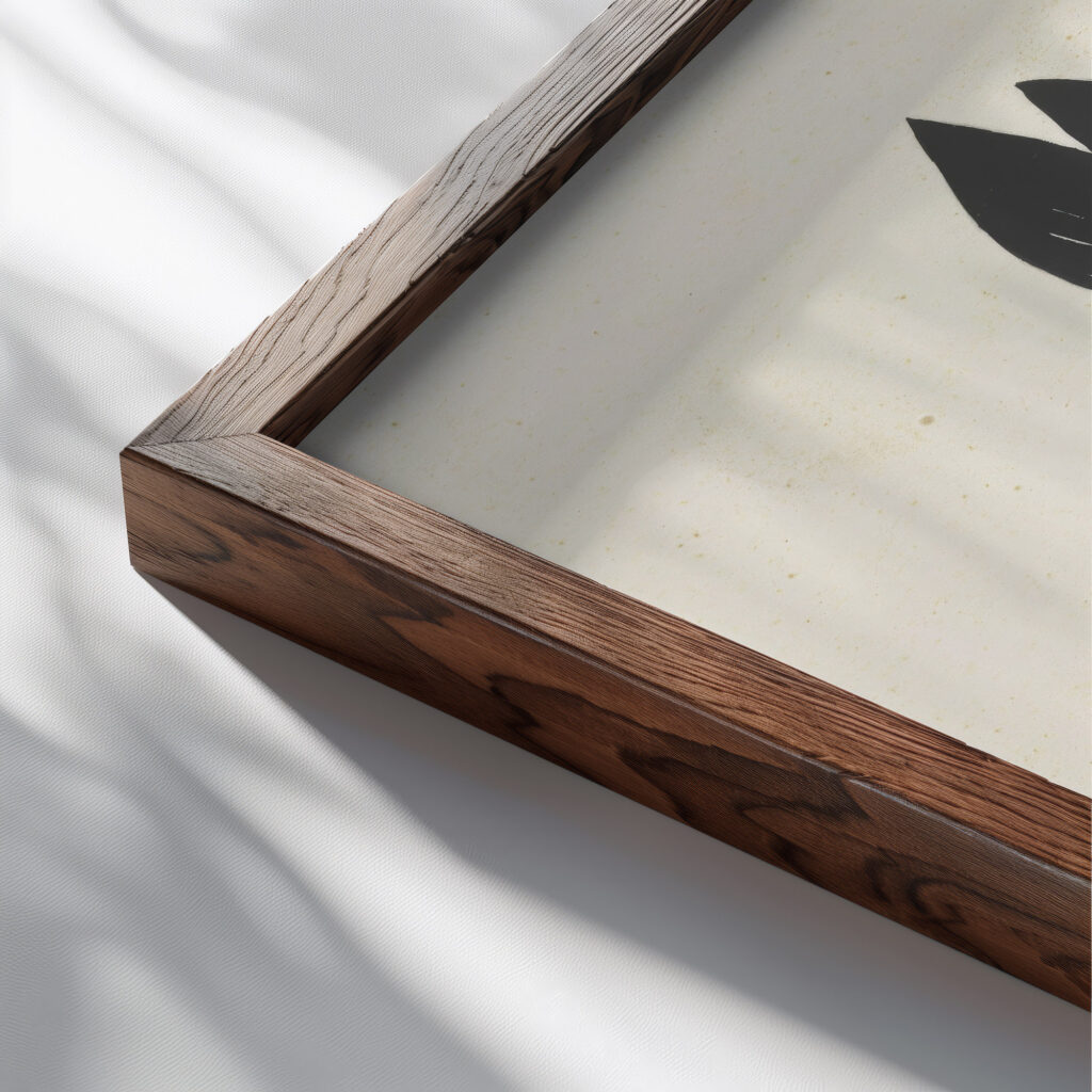 Sporen van een varken en kasuaris 1936 F. Ockerse close up dark wood mockup