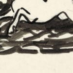 Springend paard met het hoofd naar achteren gedraaid in een kader met op de achtergrond golven. 1937 Leo Gestel 8 mockup