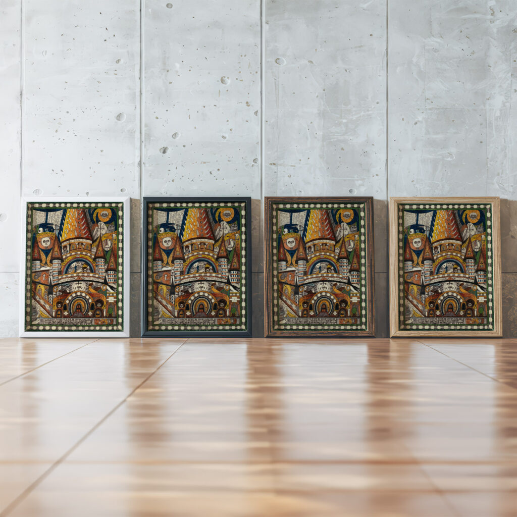 St. VinzentzMunster in Bern 1916 Adolf Wolfli framed posters mockup