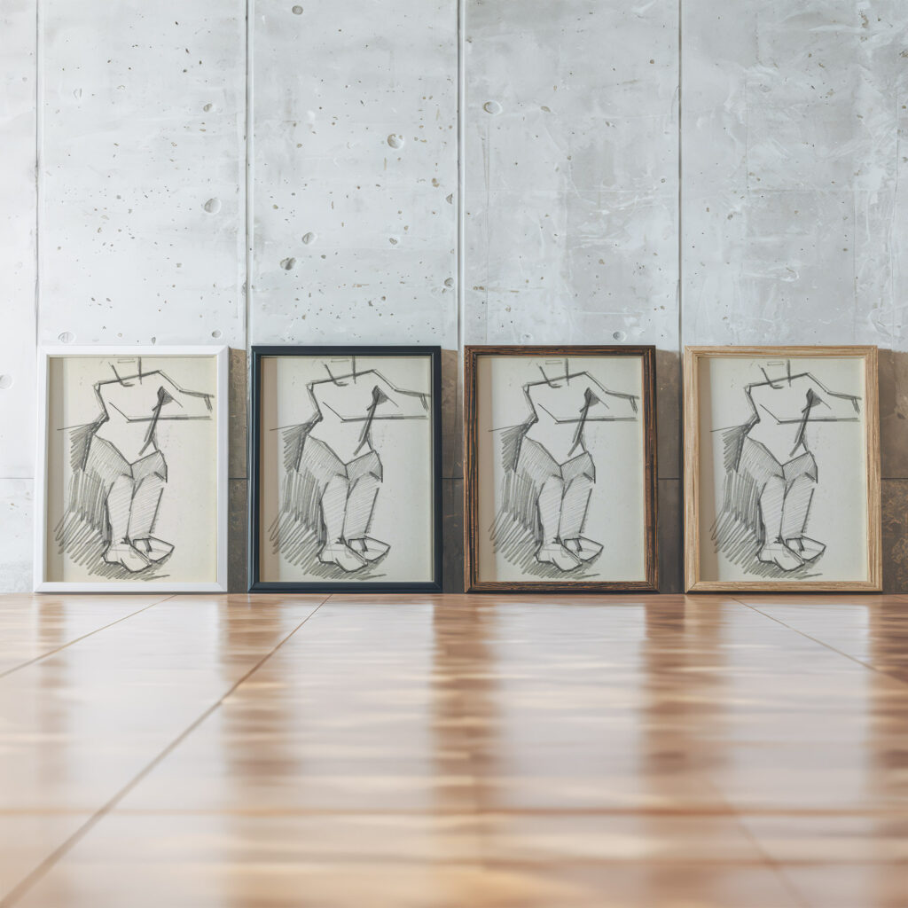 Staande figuur met gebogen knieen en opgeheven armen 1906 Reijer Stolk framed posters mockup