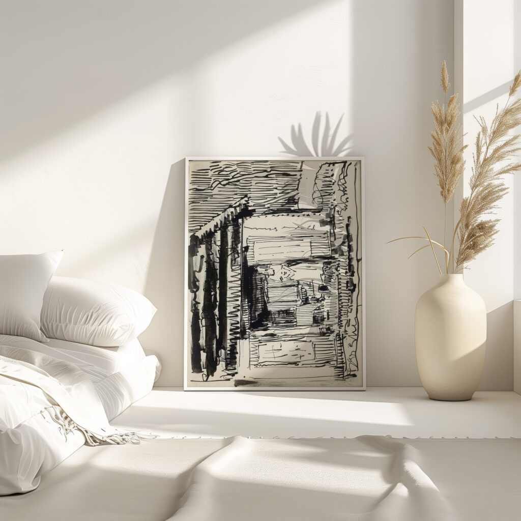 Staande vrouw in een deuropening 1919 08 Reijer Stolk 4 mockup