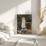 Staande vrouw voor een balustrade op de rug gezien 1860 1921 Adolf le Comte 4 mockup