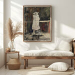 Staande vrouw voor een balustrade op de rug gezien 1860 1921 Adolf le Comte 5 mockup