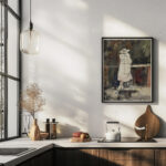 Staande vrouw voor een balustrade op de rug gezien 1860 1921 Adolf le Comte 6 mockup