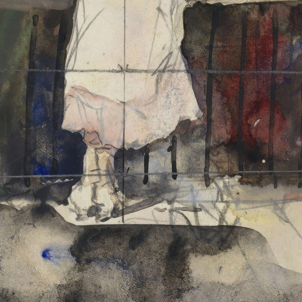 Staande vrouw voor een balustrade op de rug gezien 1860 1921 Adolf le Comte 8 mockup