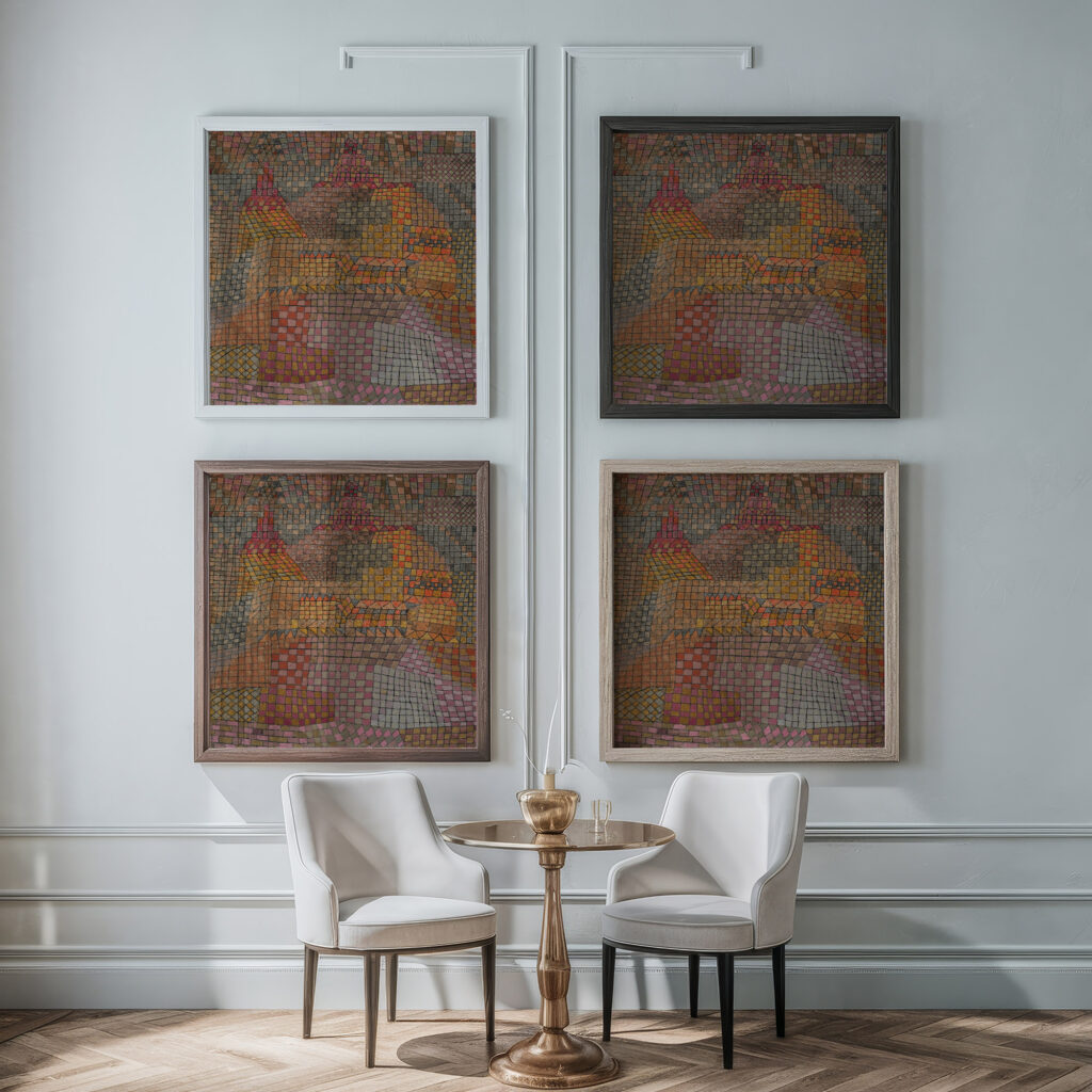 Stadtburg Kr. Town Castle Kr. 1932 Paul Klee framed posters mockup