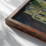 Stadtende bzw. Portratskizzen Heinrich Benesch 1913 Egon Schiele close up dark wood mockup