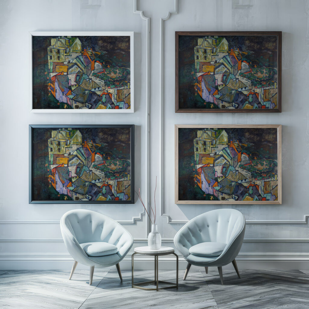 Stadtende bzw. Portratskizzen Heinrich Benesch 1913 Egon Schiele framed posters mockup