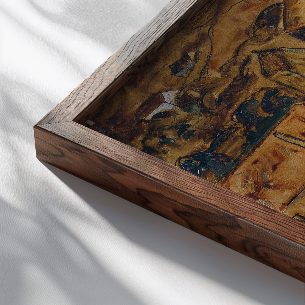 Stadtlandschaft 1920 Anton Emanuel Peschka close up dark wood mockup