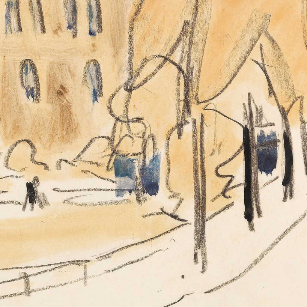 Stadtlandschaft mit zwei Strasenbahnen Strassenbahn. Berlinerstrasse in Dresden 1909 1911 Ernst Ludwig Kirchner 8 mockup