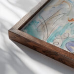 Stafelalp mit Kuhen ca 1920 Ernst Ludwig Kirchner close up dark wood mockup