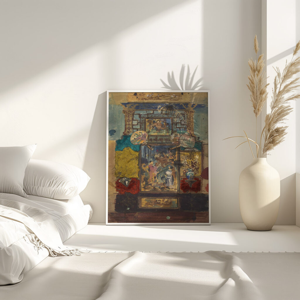 Stage Set Consisting Of Painted Panels Fabrics And Fans 1870 1890 Robert Caney 4 mockup