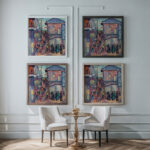 Stairway with Figures China 1916 Jerome S. Blum framed posters mockup