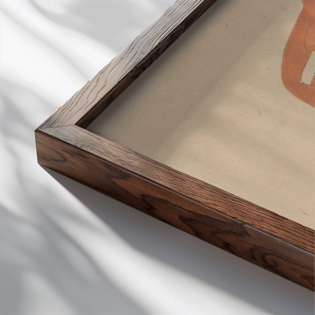 Standing Girl Back View 1908 Egon Schiele close up dark wood mockup