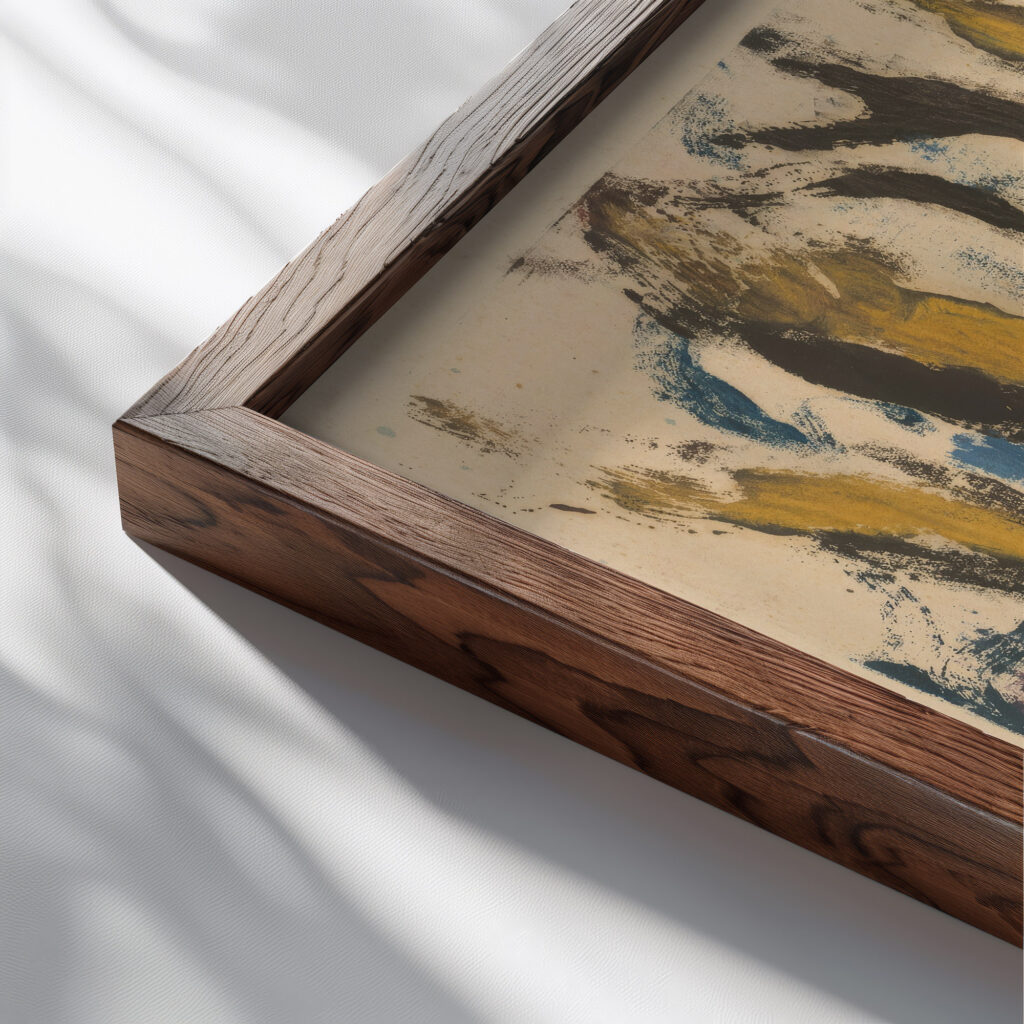 Stare stromy 1930 Zolo Palugyay close up dark wood mockup