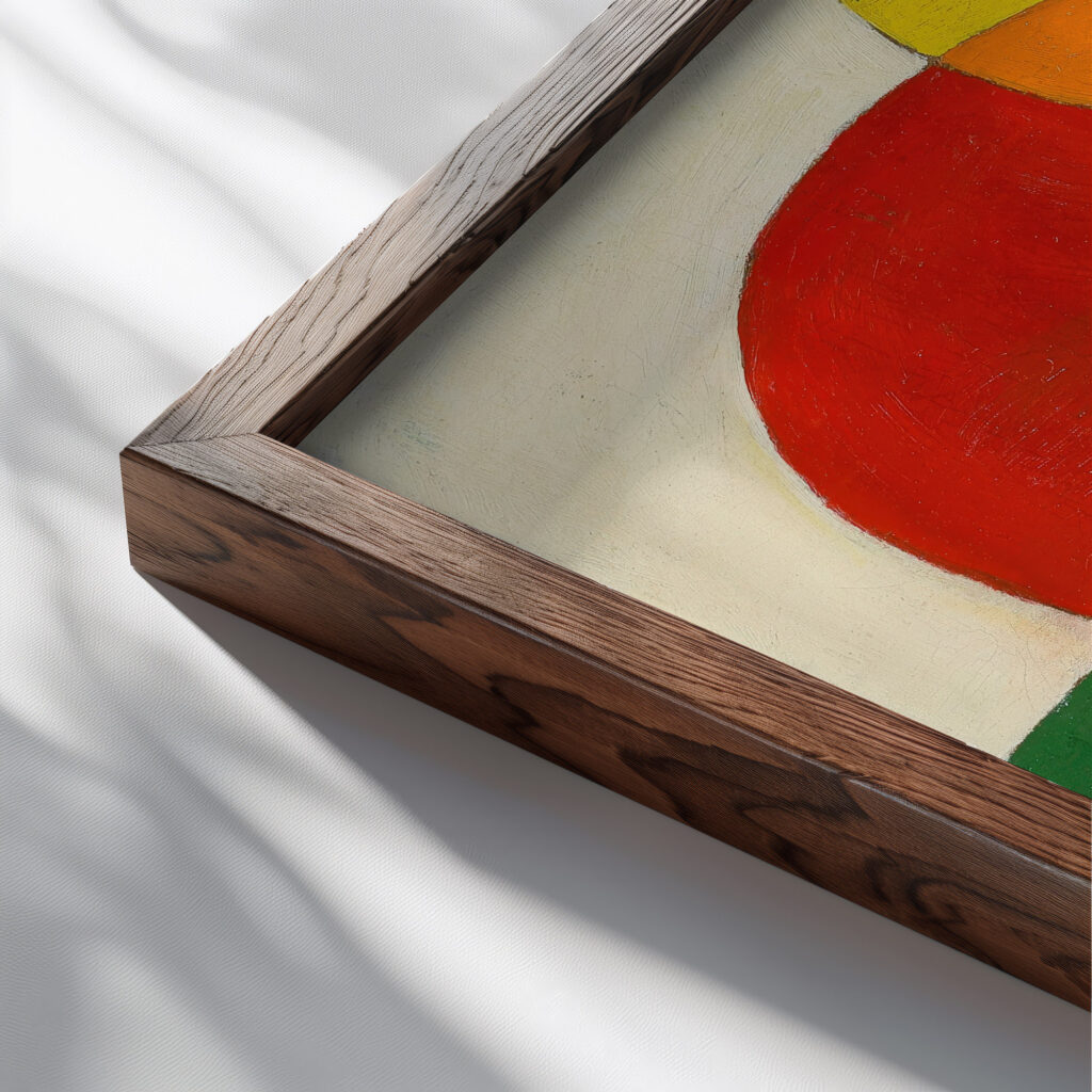 Stark abstrahierte Halbfigur 1920 Franz Wilhelm Seiwert close up dark wood mockup