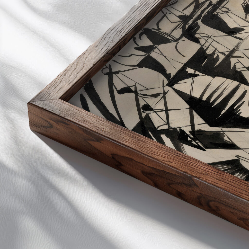 States of Mind Those Who Go 1912 Umberto Boccioni close up dark wood mockup