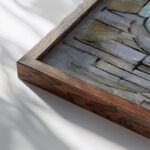 Still Life with Gingerpot II 1912 Piet Mondrian close up dark wood mockup