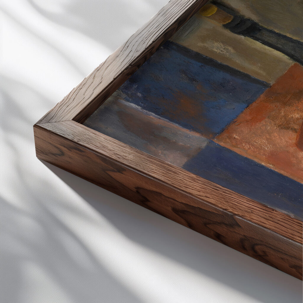 Still Life with Herring 1934 Gustave De Smet close up dark wood mockup