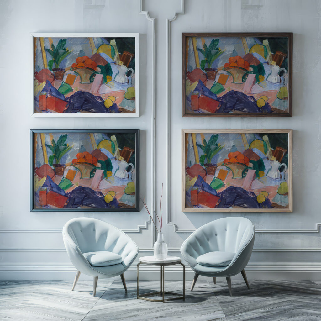 Still Life with Oranges in a Basket 1922 1923 Edvard Weie framed posters mockup