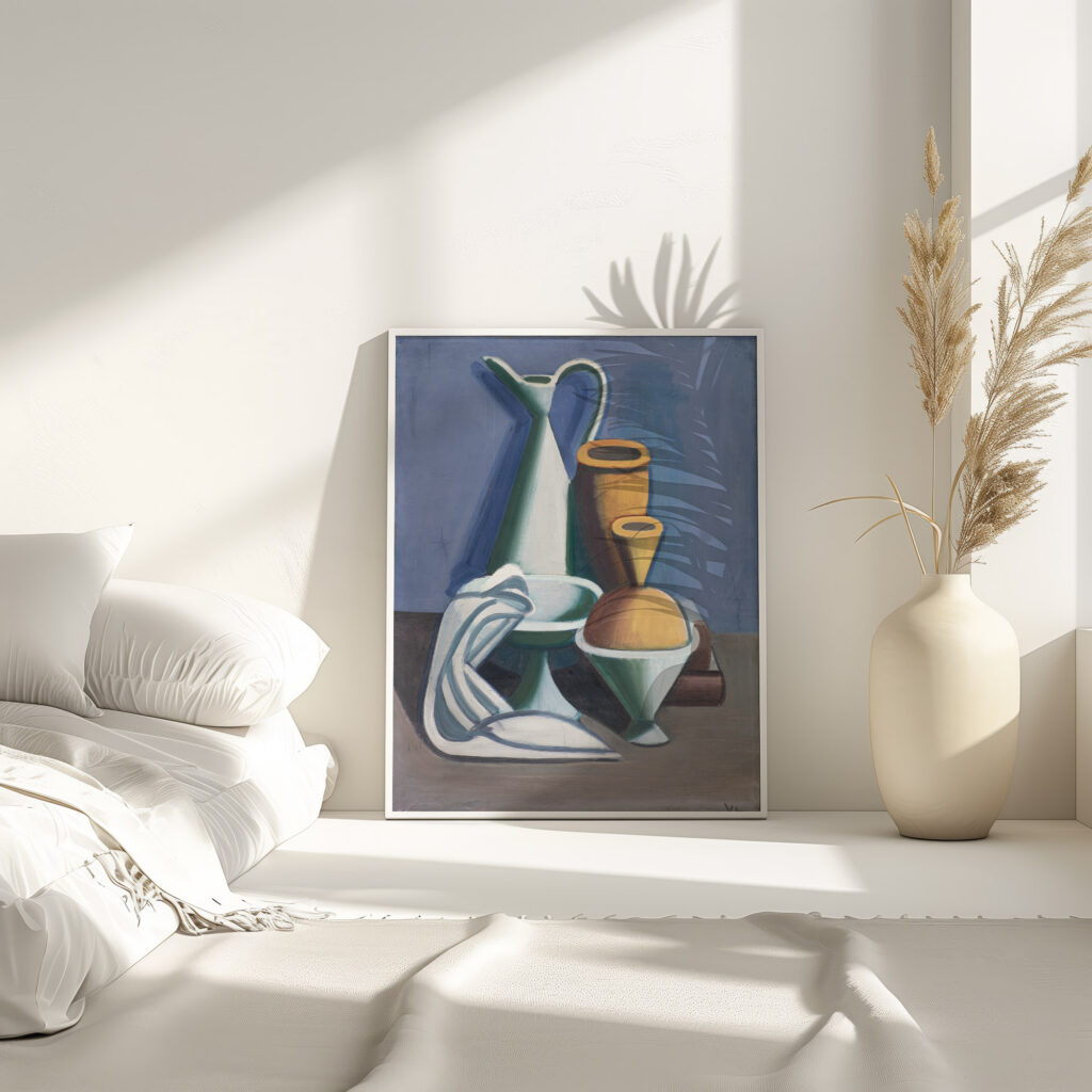 Still Life with Water Jug Towel and Jars 1929 Vilhelm Lundstrom 4 mockup