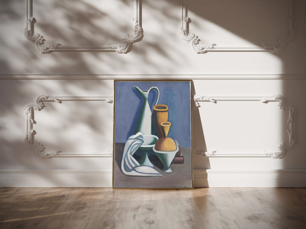Still Life with Water Jug Towel and Jars 1929 Vilhelm Lundstrom video mockup