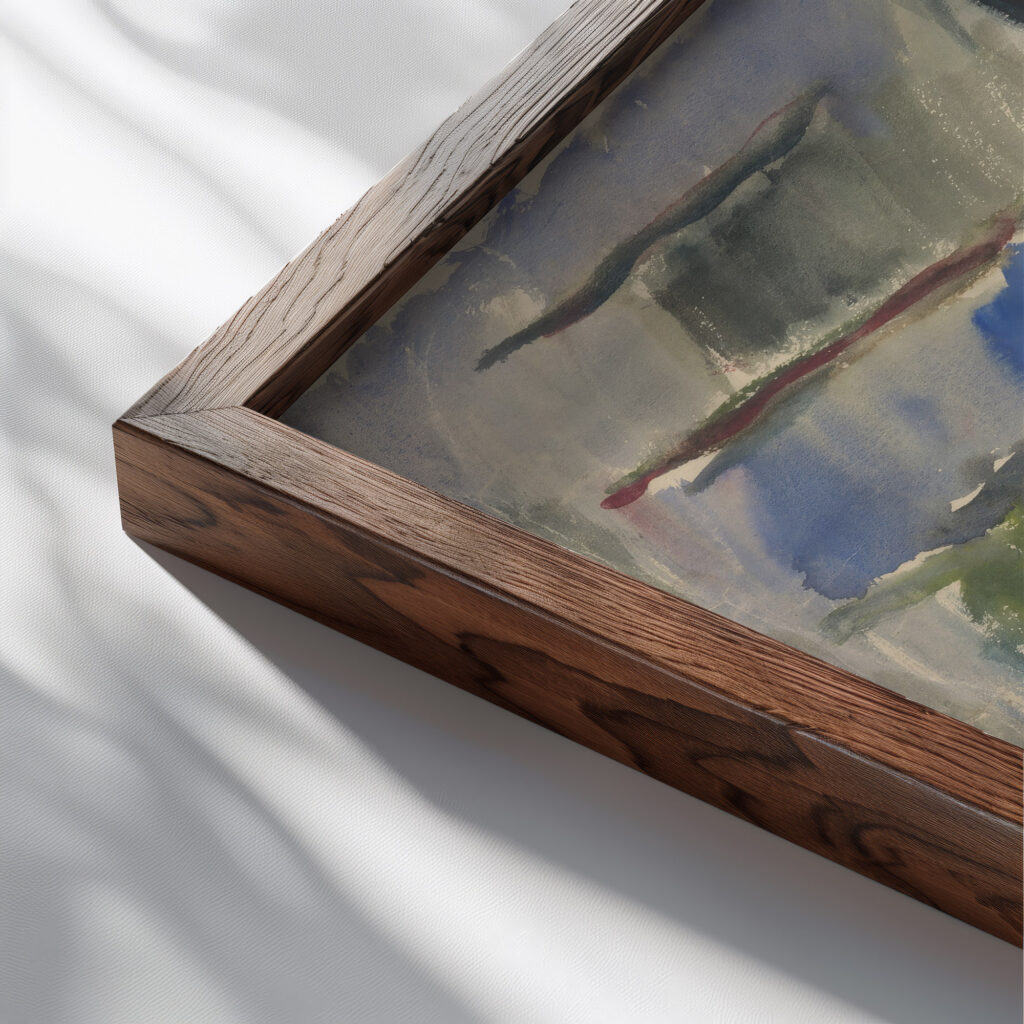 Still Life with Yellow Vessel 1935 Zolo Palugyay close up dark wood mockup