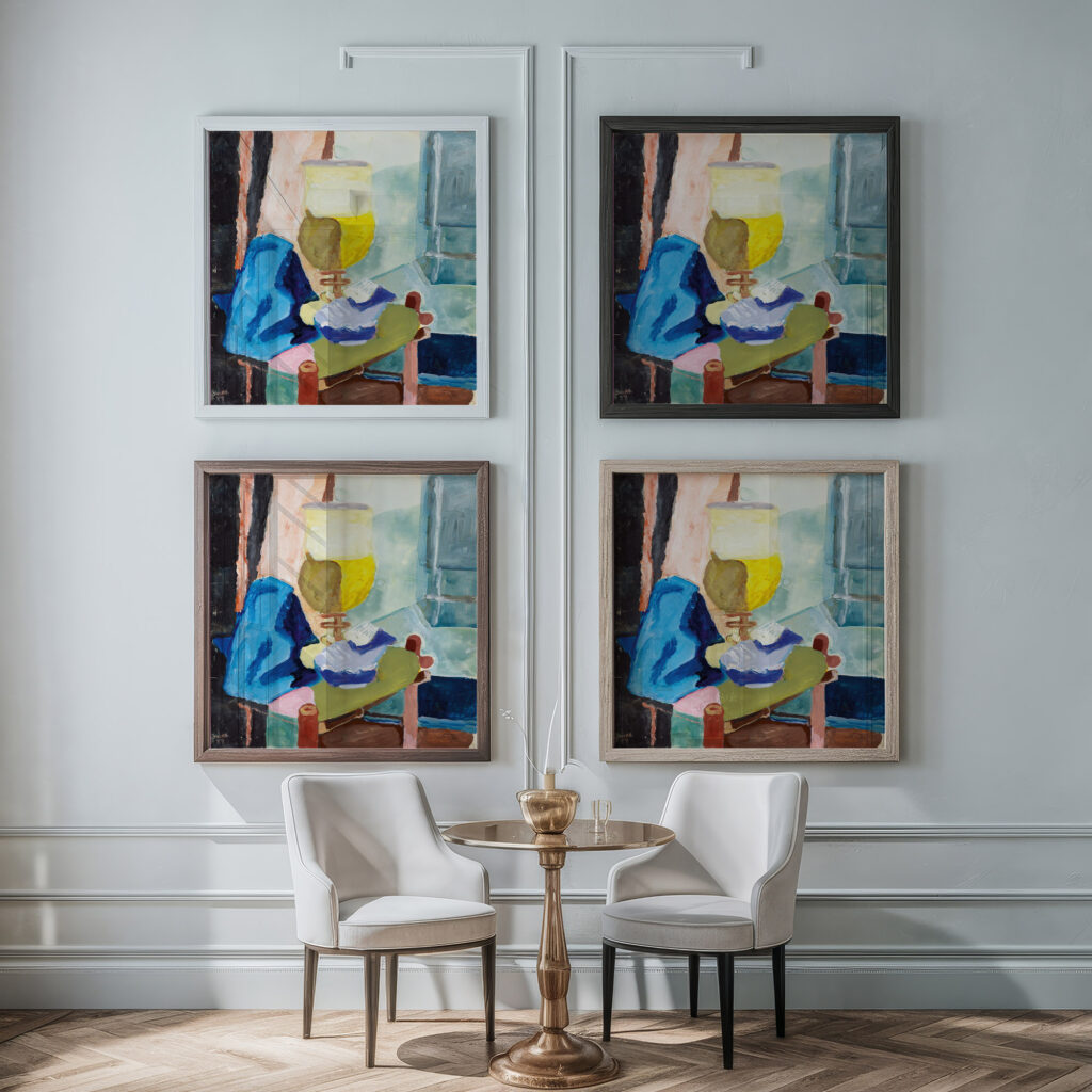 Still Life with a Glass 1913 Vera Mikhailovna Ermolaeva framed posters mockup