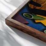 Still Life with a Guitar 1913 Juan Gris close up dark wood mockup