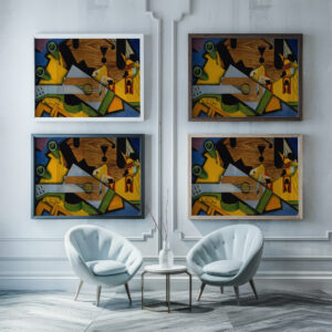 Still Life with a Guitar 1913 Juan Gris framed posters mockup