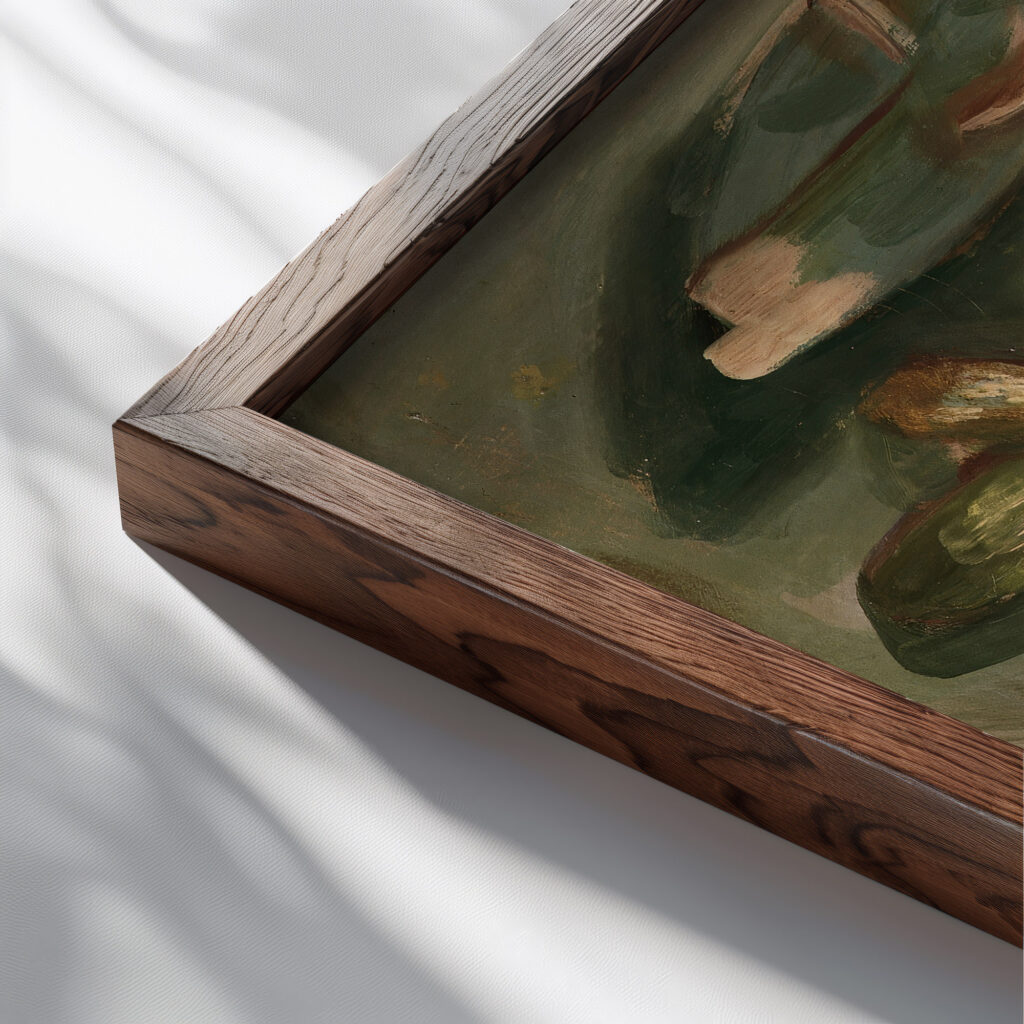Still life circa 1935 Frances Hodgkins close up dark wood mockup