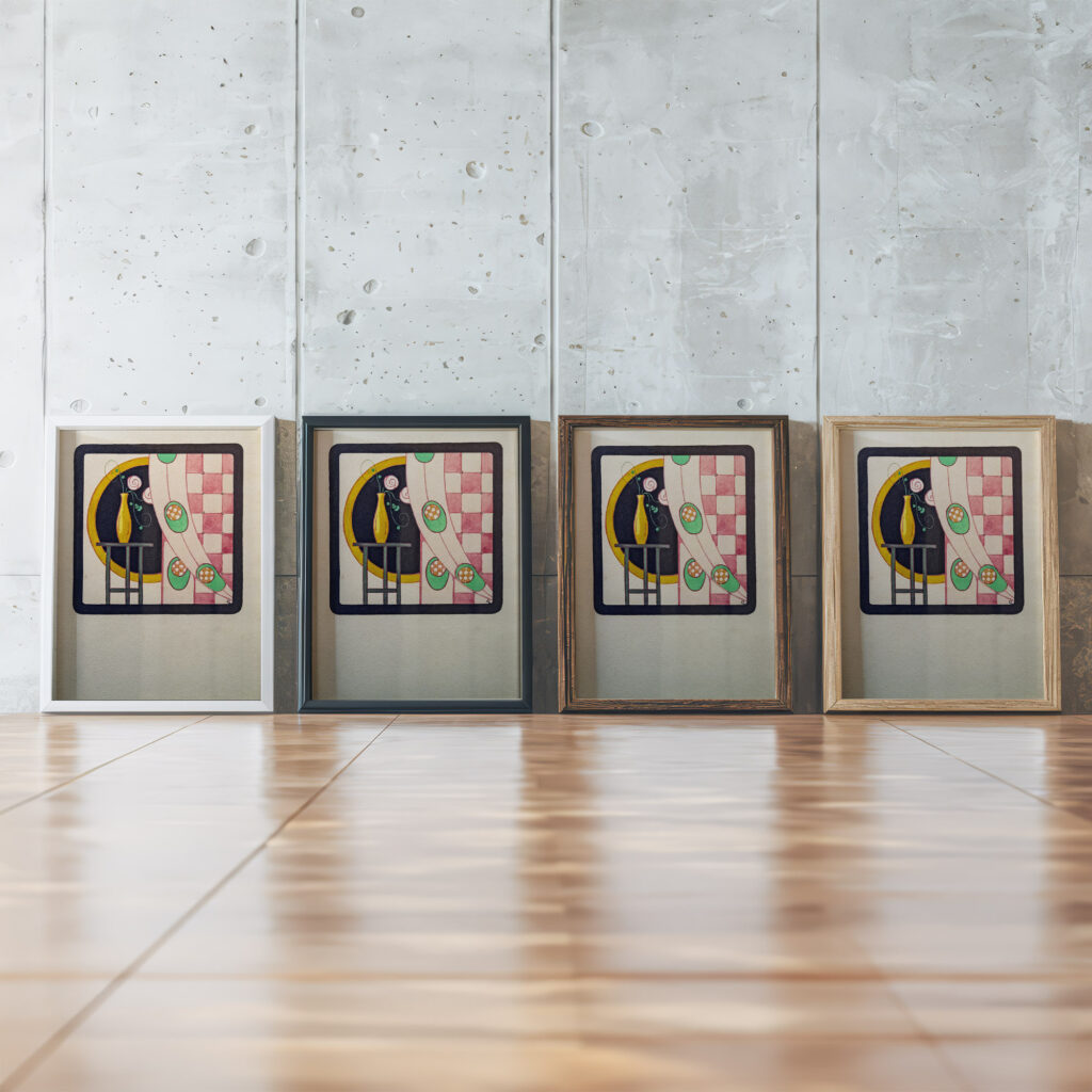 Still life with vase and curtain Georges Gaudion framed posters mockup