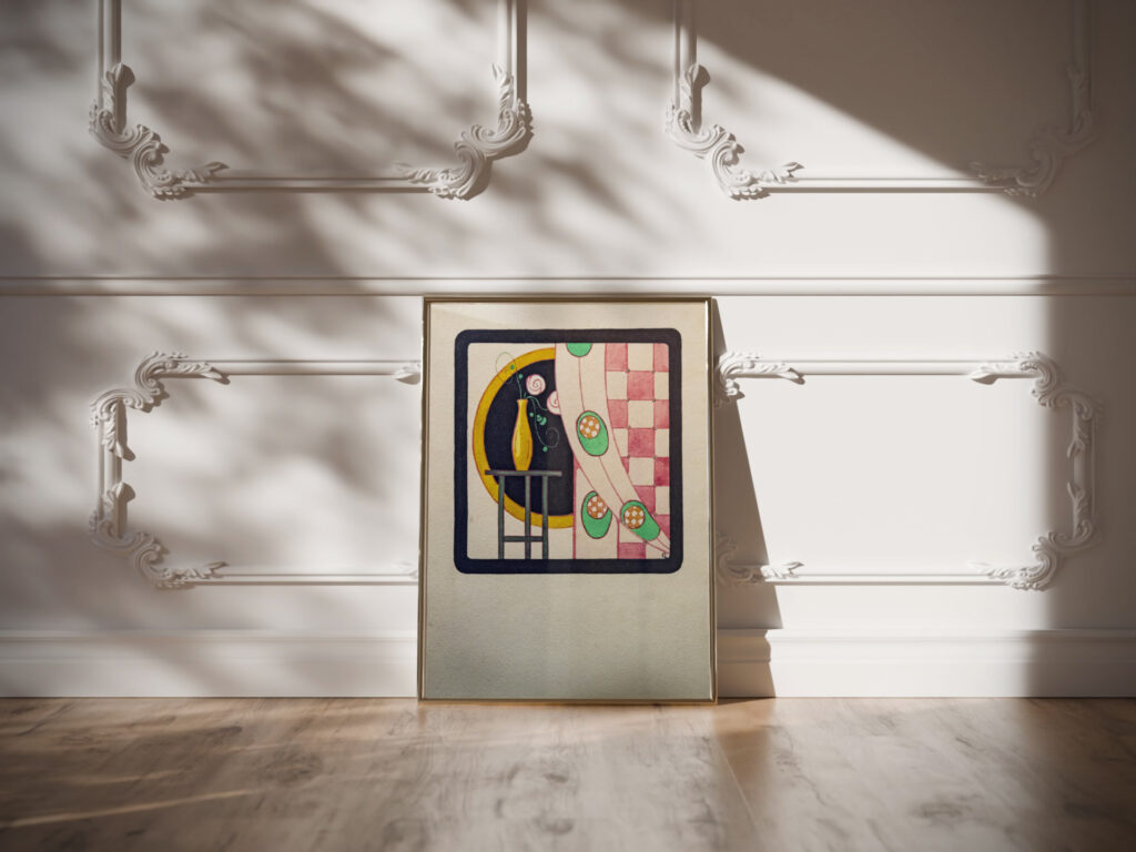 Still life with vase and curtain Georges Gaudion video mockup