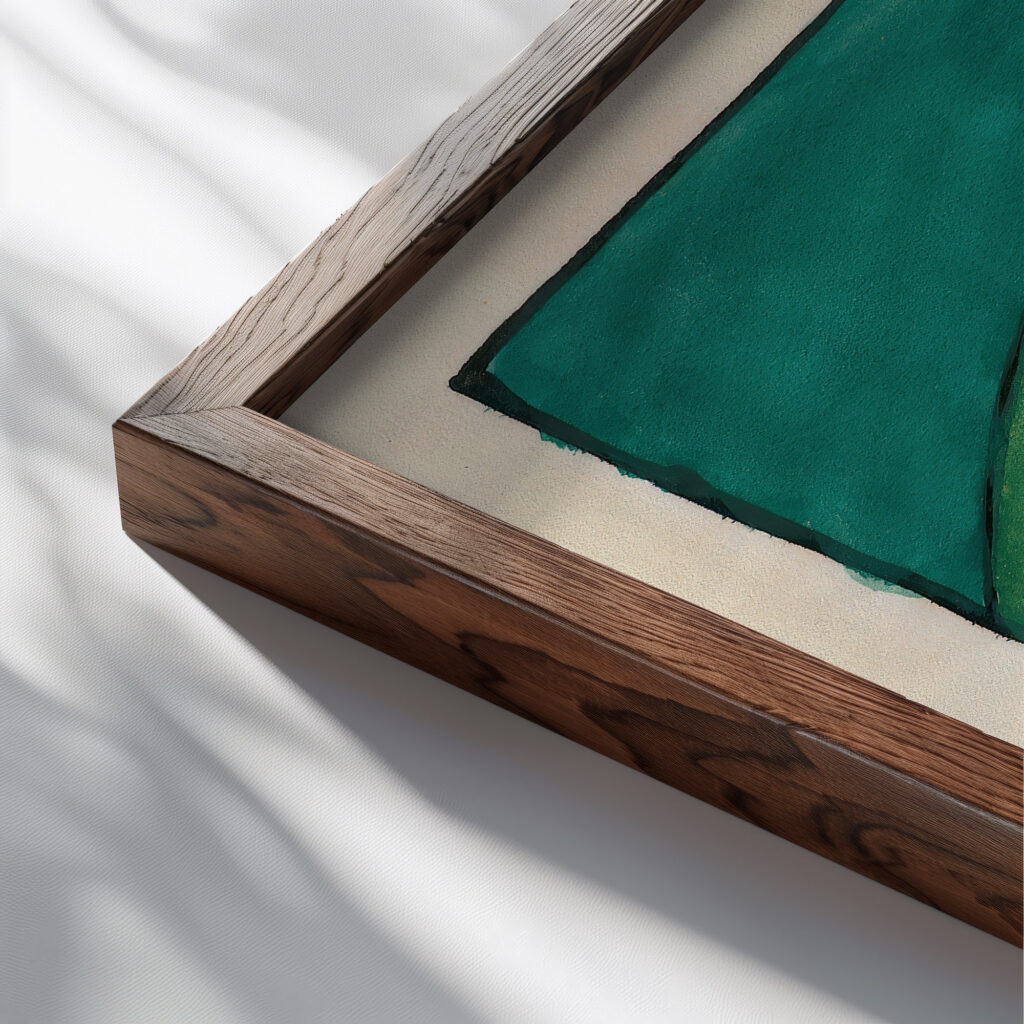 Stilleben in Grun around 1921 Karl Wiener close up dark wood mockup