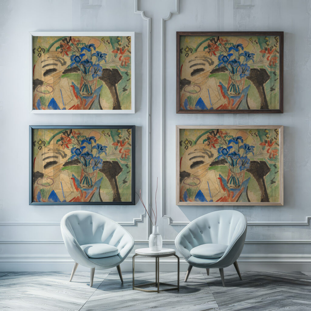 Stilleben mit Enzian und Turkenbund 1920 Ernst Ludwig Kirchner framed posters mockup