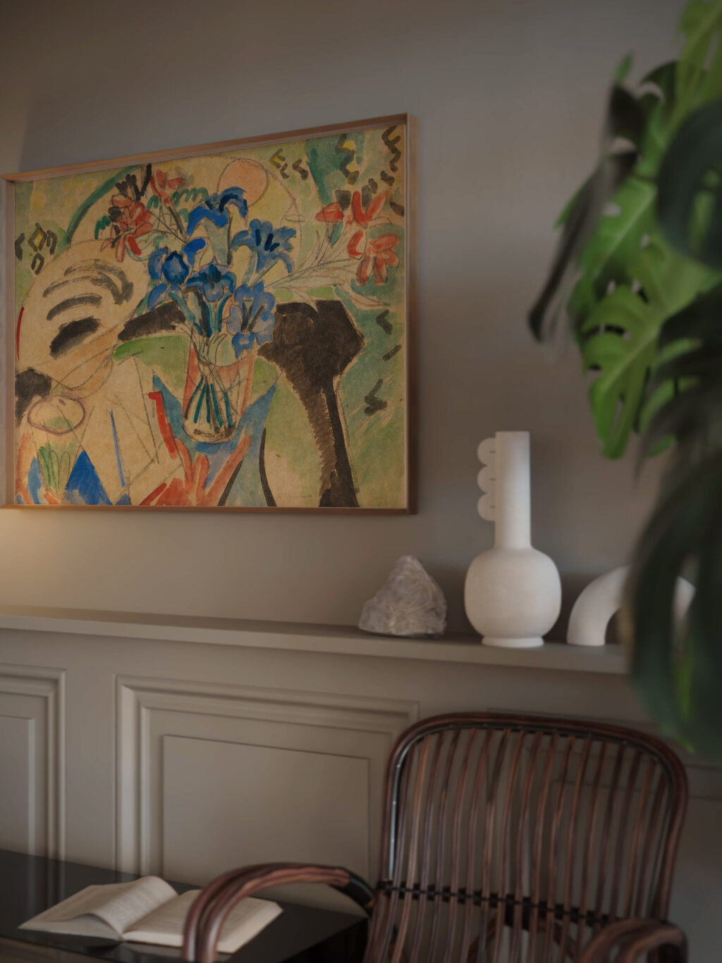 Stilleben mit Enzian und Turkenbund 1920 Ernst Ludwig Kirchner video mockup