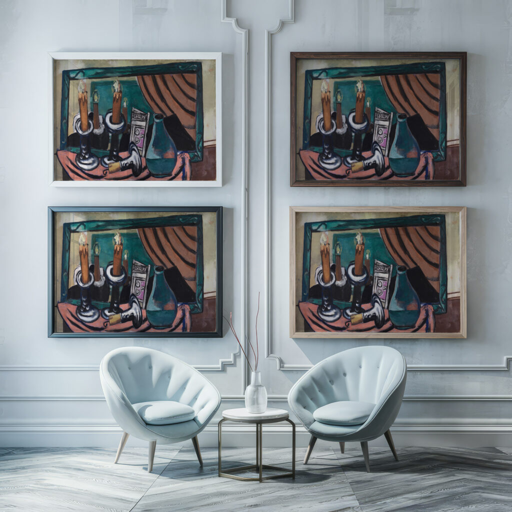 Stilleben mit gesturzter Kerze 1930 Max Beckmann framed posters mockup