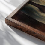 Stillleben mit Flaschen und Baguettes 1909 Hanns Bolz close up dark wood mockup