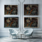 Stillleben mit Flaschen und Baguettes 1909 Hanns Bolz framed posters mockup