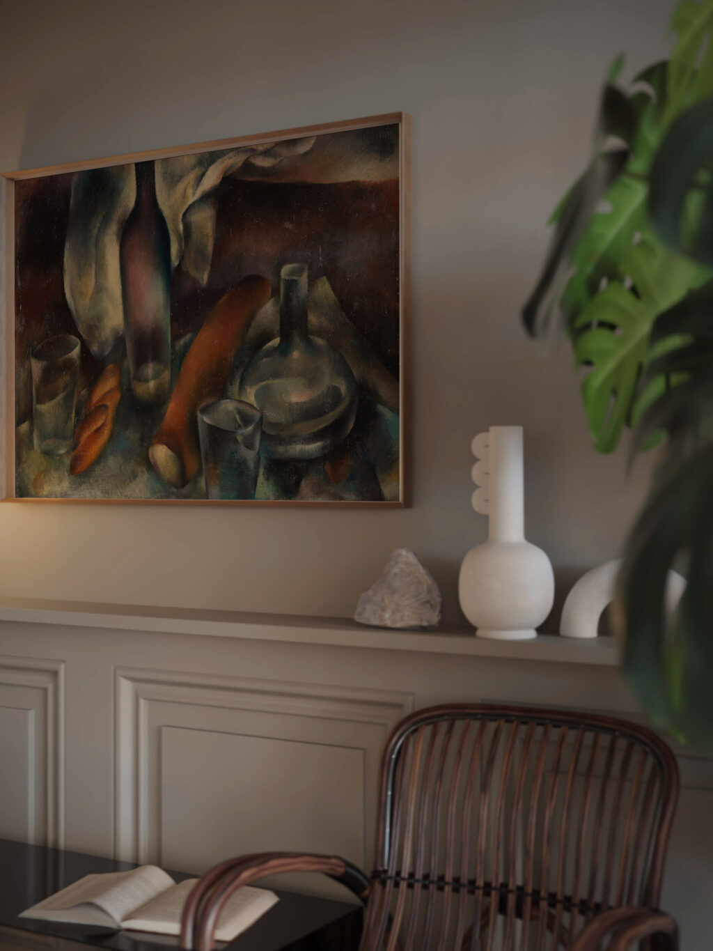 Stillleben mit Flaschen und Baguettes 1909 Hanns Bolz video mockup