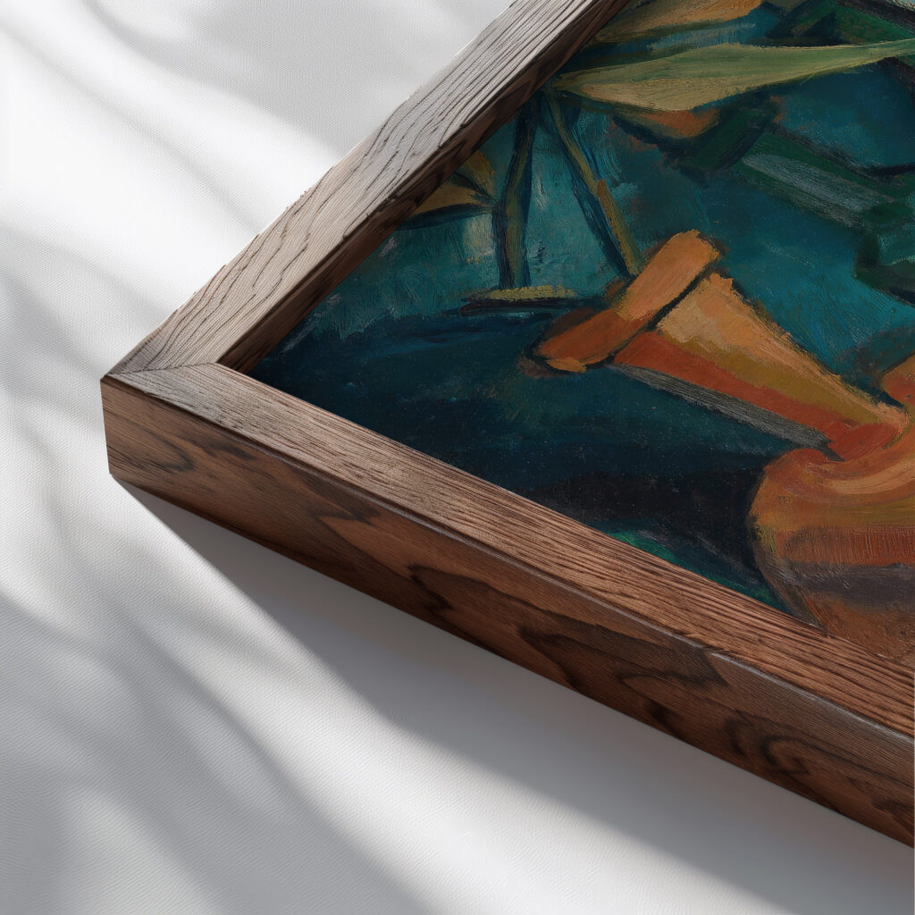 Stillleben mit Krug 1920 Dorothea Maetzel Johannsen close up dark wood mockup