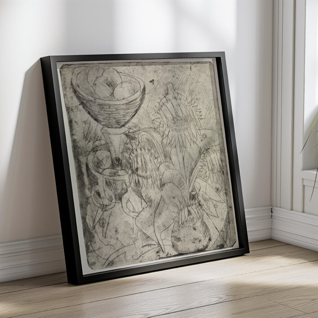 Stillleben mit Sonnenblumen und Obstschale 1913 1914 Ernst Ludwig Kirchner 4 mockup